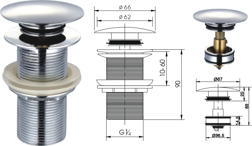 Popular G 1 1/4 Lavatory Brass Pop up Drain Click Clack Bathtub Drain Tub Waste Sink Drain Waste Valve with Overflow