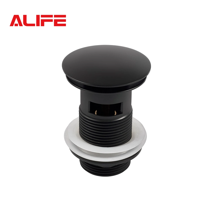 Alife Black Brass Slotted Pop-up Sink Drainer Basin Waste with Chrome Plating Zinc Backnut