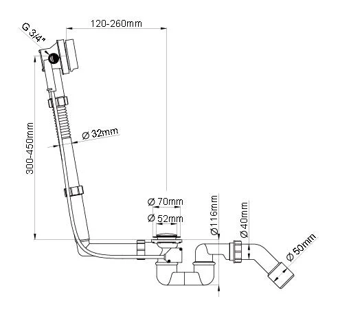 Bath Waste & Overflow Combined with Bath Filler